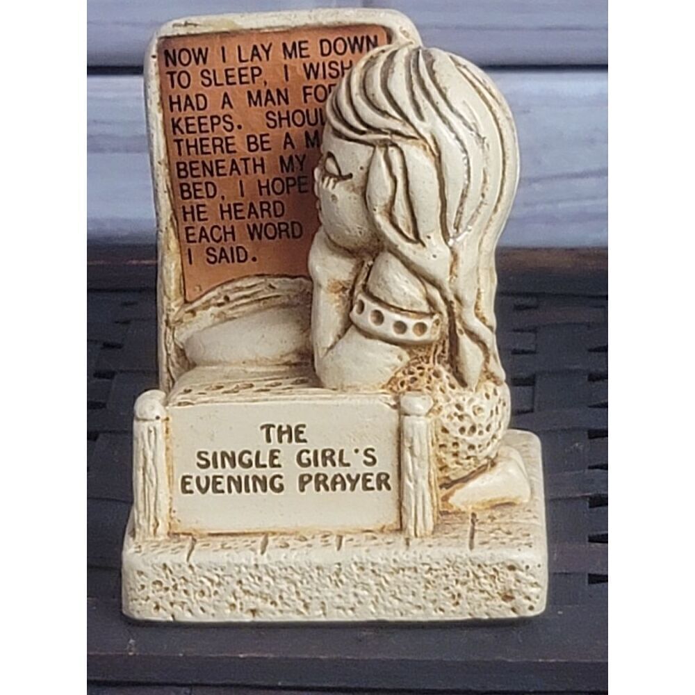 Vintage Paula Figurine The Single Girl's Evening Prayer Man For Keeps 1972 #A49